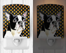 Load image into Gallery viewer, Boston Terrier Candy Corn Halloween Portrait Ceramic Night Light SC9171CNL