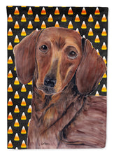 Load image into Gallery viewer, Dachshund Candy Corn Halloween Portrait Garden Flag – Decorative Outdoor Yard Flag