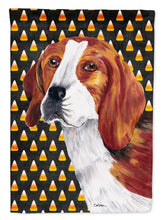 Load image into Gallery viewer, Beagle Candy Corn Halloween Portrait Garden Flag – Decorative Outdoor Yard Flag