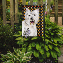 Load image into Gallery viewer, Westie Candy Corn Halloween Portrait Garden Flag – Decorative Outdoor Yard Flag