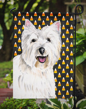 Load image into Gallery viewer, Westie Candy Corn Halloween Portrait Garden Flag – Decorative Outdoor Yard Flag