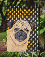 Load image into Gallery viewer, Pug Candy Corn Halloween Portrait Garden Flag – Decorative Outdoor Yard Flag