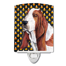 Load image into Gallery viewer, Basset Hound Candy Corn Halloween Portrait Ceramic Night Light SC9182CNL