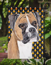 Load image into Gallery viewer, Boxer Fawn Uncropped Ears Candy Corn Halloween Portrait Garden Flag – Decorative Outdoor Yard Flag