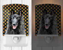 Load image into Gallery viewer, Belgian Sheepdog Candy Corn Halloween Portrait Ceramic Night Light SC9196CNL