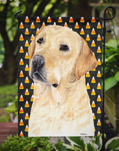 Load image into Gallery viewer, Labrador Yellow Candy Corn Halloween Portrait Garden Flag – Decorative Outdoor Yard Flag