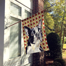 Load image into Gallery viewer, Boston Terrier Fall Leaves Portrait Flag Canvas House Size