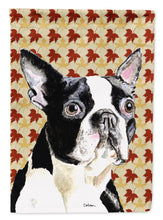 Load image into Gallery viewer, Boston Terrier Fall Leaves Portrait Flag Canvas House Size
