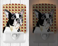 Load image into Gallery viewer, Boston Terrier Fall Leaves Portrait Ceramic Night Light SC9200CNL