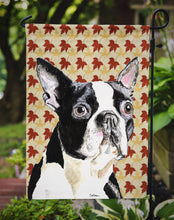 Load image into Gallery viewer, Boston Terrier Fall Leaves Portrait Garden Flag – Decorative Outdoor Yard Flag