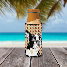 Load image into Gallery viewer, Boston Terrier Fall Leaves Portrait Slim Can Hugger – Fun &amp; Functional Drink Coolers SC9200MUK