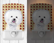 Load image into Gallery viewer, Bichon Frise Fall Leaves Portrait Ceramic Night Light SC9201CNL