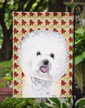 Load image into Gallery viewer, Bichon Frise Fall Leaves Portrait Garden Flag – Decorative Outdoor Yard Flag