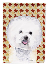Load image into Gallery viewer, Bichon Frise Fall Leaves Portrait Garden Flag – Decorative Outdoor Yard Flag