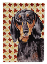 Load image into Gallery viewer, Dachshund Fall Leaves Portrait Garden Flag – Decorative Outdoor Yard Flag