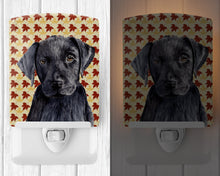 Load image into Gallery viewer, Labrador Black Fall Leaves Portrait Ceramic Night Light SC9204CNL