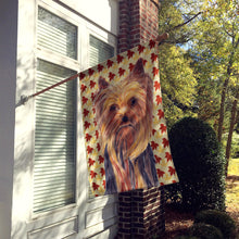 Load image into Gallery viewer, Yorkie Fall Leaves Portrait Flag Canvas House Size
