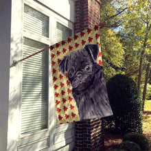 Load image into Gallery viewer, Pug Black Fall Leaves Portrait Flag Canvas House Size