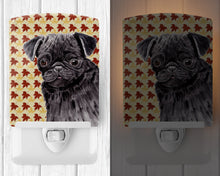 Load image into Gallery viewer, Pug Black Fall Leaves Portrait Ceramic Night Light SC9206CNL
