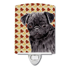 Load image into Gallery viewer, Pug Black Fall Leaves Portrait Ceramic Night Light SC9206CNL