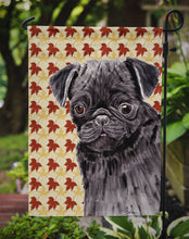 Load image into Gallery viewer, Pug Black Fall Leaves Portrait Garden Flag – Decorative Outdoor Yard Flag