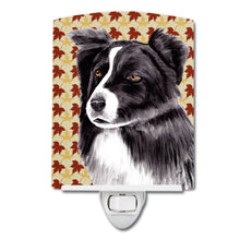 Load image into Gallery viewer, Border Collie Fall Leaves Portrait Ceramic Night Light SC9207CNL
