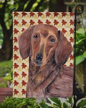 Load image into Gallery viewer, Dachshund Fall Leaves Portrait Garden Flag – Decorative Outdoor Yard Flag