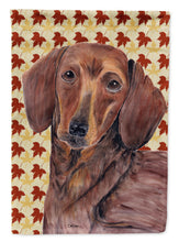Load image into Gallery viewer, Dachshund Fall Leaves Portrait Garden Flag – Decorative Outdoor Yard Flag