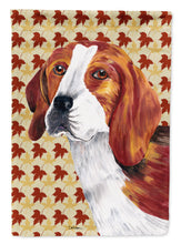 Load image into Gallery viewer, Beagle Fall Leaves Portrait Flag Canvas House Size