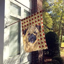 Load image into Gallery viewer, Pug Fall Leaves Portrait Flag Canvas House Size