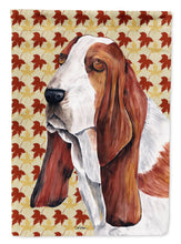 Load image into Gallery viewer, Basset Hound Fall Leaves Portrait Garden Flag – Decorative Outdoor Yard Flag