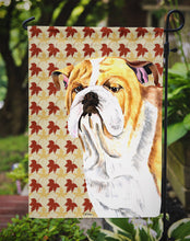 Load image into Gallery viewer, Bulldog English Fall Leaves Portrait Garden Flag – Decorative Outdoor Yard Flag