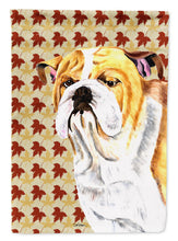 Load image into Gallery viewer, Bulldog English Fall Leaves Portrait Garden Flag – Decorative Outdoor Yard Flag