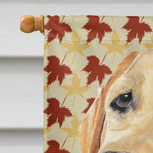 Load image into Gallery viewer, Labrador Yellow Fall Leaves Portrait Flag Canvas House Size