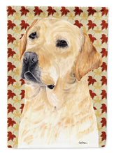 Load image into Gallery viewer, Labrador Yellow Fall Leaves Portrait Flag Canvas House Size