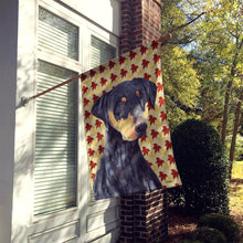 Load image into Gallery viewer, Doberman Fall Leaves Portrait Flag Canvas House Size