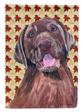 Load image into Gallery viewer, Labrador Chocolate Fall Leaves Portrait Flag Canvas House Size