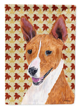 Load image into Gallery viewer, Basenji Fall Leaves Portrait Flag Canvas House Size