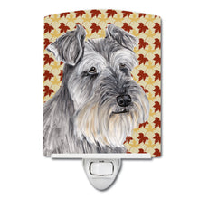 Load image into Gallery viewer, Schnauzer Fall Leaves Portrait Ceramic Night Light SC9234CNL