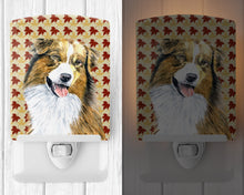 Load image into Gallery viewer, Australian Shepherd Fall Leaves Portrait Ceramic Night Light SC9237CNL