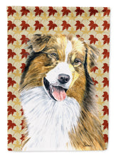 Load image into Gallery viewer, Australian Shepherd Fall Leaves Portrait Garden Flag – Decorative Outdoor Yard Flag