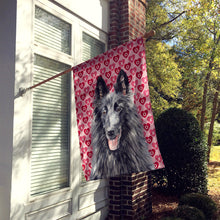 Load image into Gallery viewer, Belgian Sheepdog Hearts Love and Valentine's Day  Flag Canvas House Size