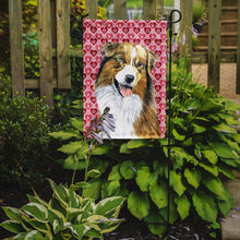 Load image into Gallery viewer, Australian Shepherd Hearts Love Valentine's Day Garden Flag – Decorative Outdoor Yard Flag