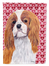 Load image into Gallery viewer, Cavalier Spaniel Hearts Love and Valentine's Day Portrait Garden Flag – Decorative Outdoor Yard Flag
