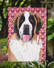 Load image into Gallery viewer, Saint Bernard Hearts Love and Valentine's Day Portrait Garden Flag – Decorative Outdoor Yard Flag