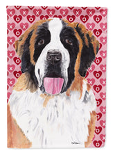 Load image into Gallery viewer, Saint Bernard Hearts Love and Valentine's Day Portrait Garden Flag – Decorative Outdoor Yard Flag