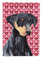 Load image into Gallery viewer, Doberman Hearts Love and Valentine's Day Portrait Flag Canvas House Size