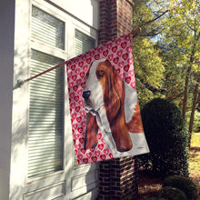 Load image into Gallery viewer, Basset Hound Hearts Love and Valentine's Day Portrait Flag Canvas House Size