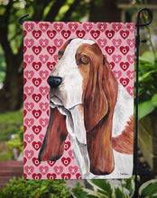 Load image into Gallery viewer, Basset Hound Hearts Love and Valentine's Day Portrait Garden Flag – Decorative Outdoor Yard Flag