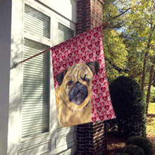 Load image into Gallery viewer, Pug Hearts Love and Valentine's Day Portrait Flag Canvas House Size